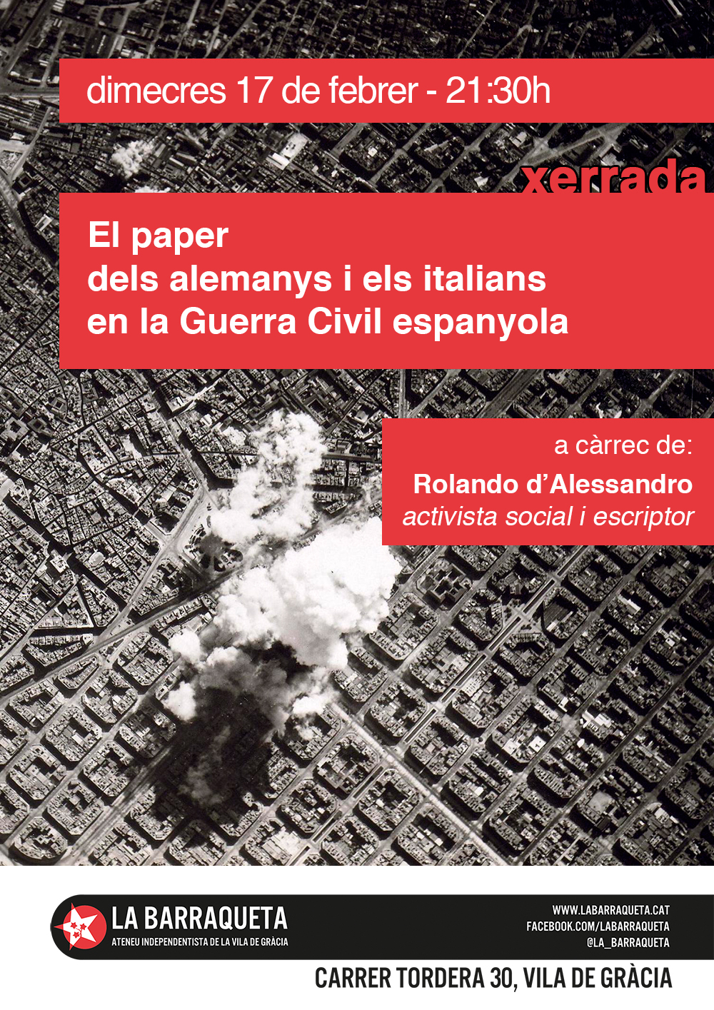 Cartell xerrada "El paper dels alemanys i els italians en la Guerra Civil espanyola"